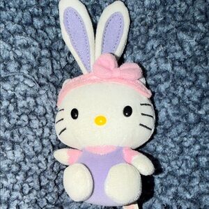 Mini Easter Hello Kitty stuffed animal, pink purple Ty Beanie Babies plush 2013